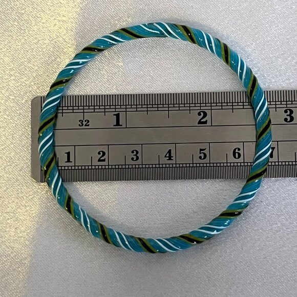 Vintage Blue Twisted Glass Bangle Bracelet – Best for 6.5–6.75” Wrist - Picture 8 of 8